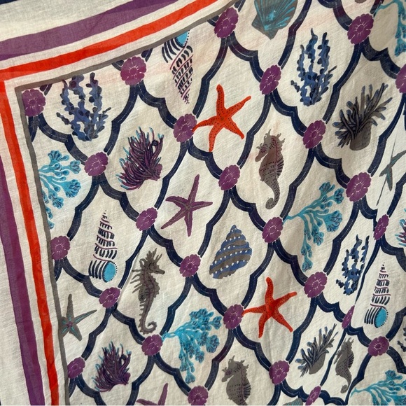 Charlie Paige Cotton Shell Print Beach Swim Lightweight Coverup Kimono,One Size - Picture 6 of 8